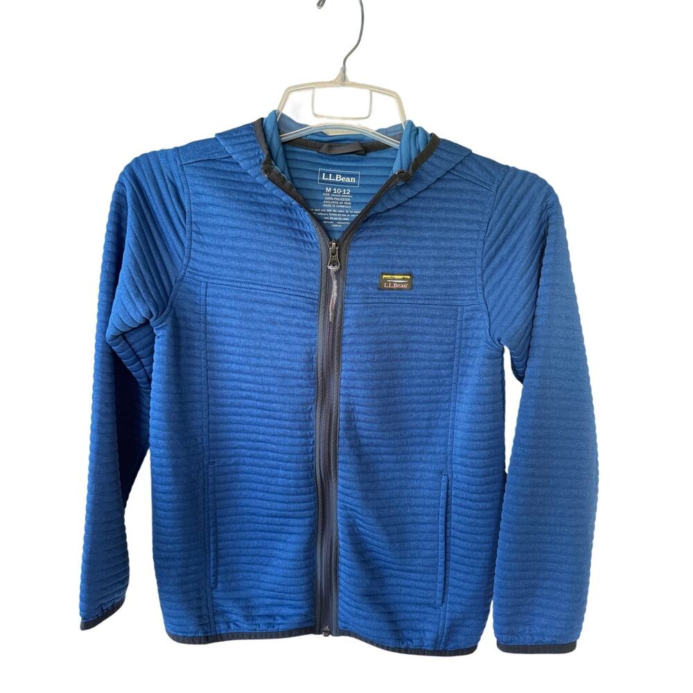 L.L.Bean Kids Boys Blue Full Zip Hooded Jacket Size 10-12 Medium